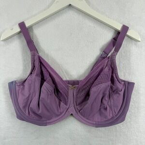 Lilyette by Maidenform Purple Minimizer Underwire Bra 38DD Lace Trim READ